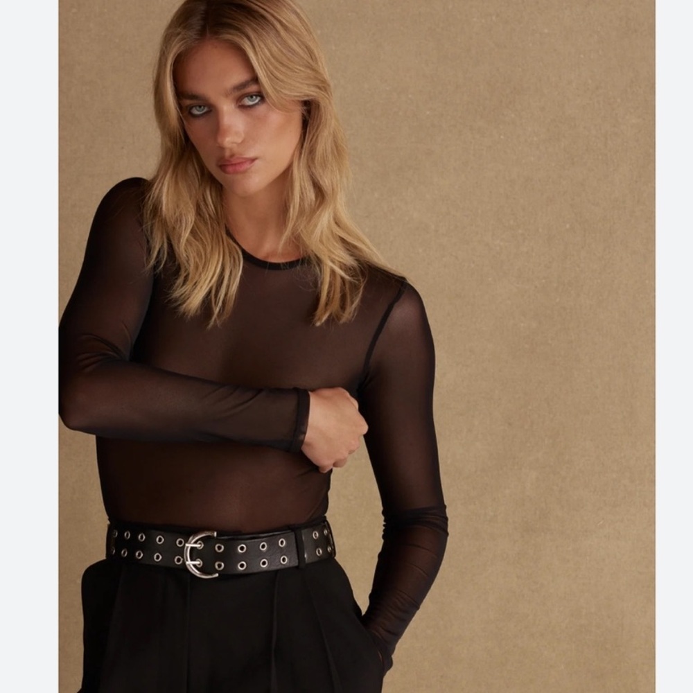 Aritzia Le Fou Mesh Long Sleeve Bodysuit
